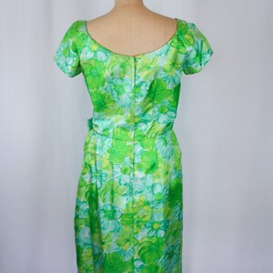 Vintage 50s dress Vintage green blue floral wiggle dress 1950s Miss Brooks dress image 9