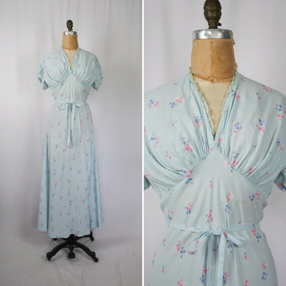 Vintage 30s nightgown | Vintage floral print rayon