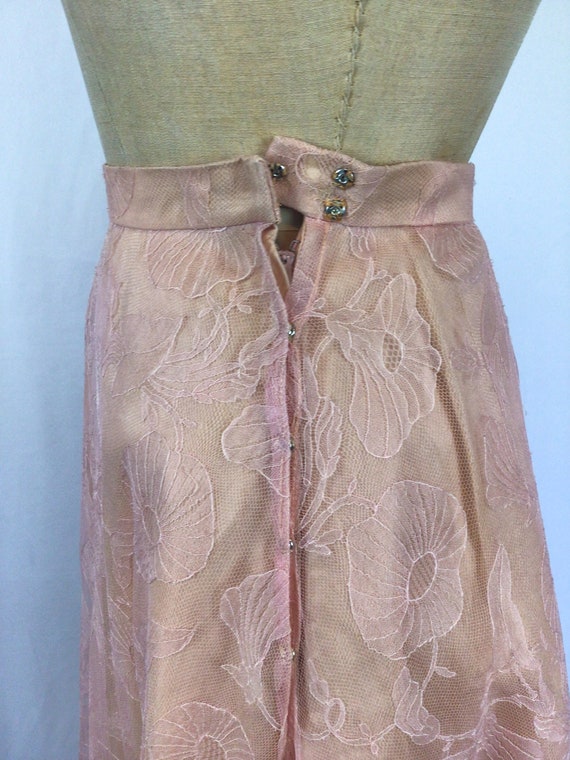 Vintage 50s skirt | Vintage pink silk chantilly l… - image 6