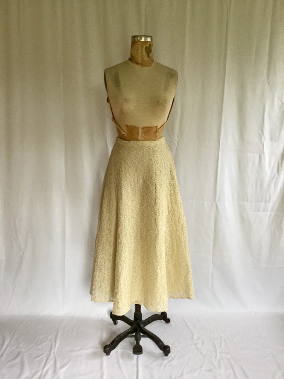 Vintage 40s full skirt | Vintage cream lace new l… - image 5