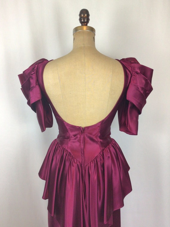 Vintage 60s evening dress | Vintage burgundy sati… - image 8