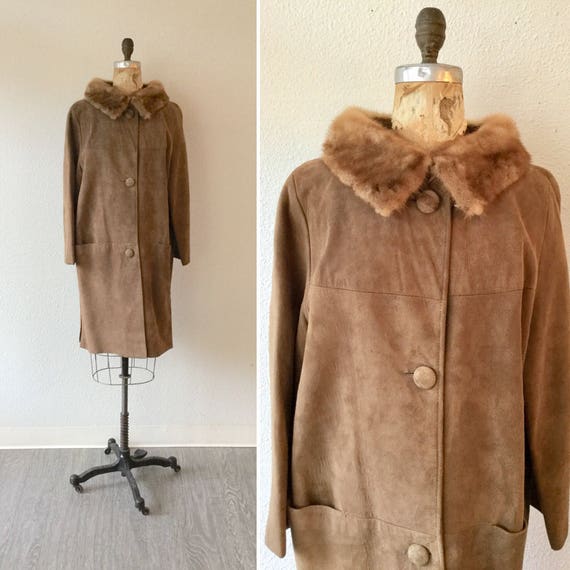 Carmalita 60s coat | Vintage caramel suede coat wi