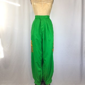 Vintage 70s pants Vintage green canvas pants 1970s Shriners appliqué pants image 3