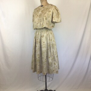 Vintage 50s Dress Vintage beige gold ball print day dress 1950s shirtwaist dress image 6