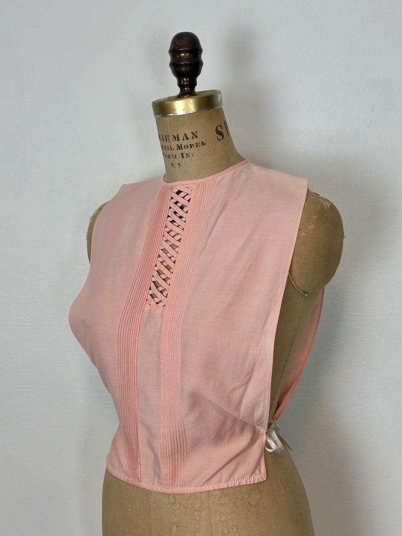 Vintage 40s Dickies | Pink Cotton Top | 1940s Pink Bib Collar Vest image 4