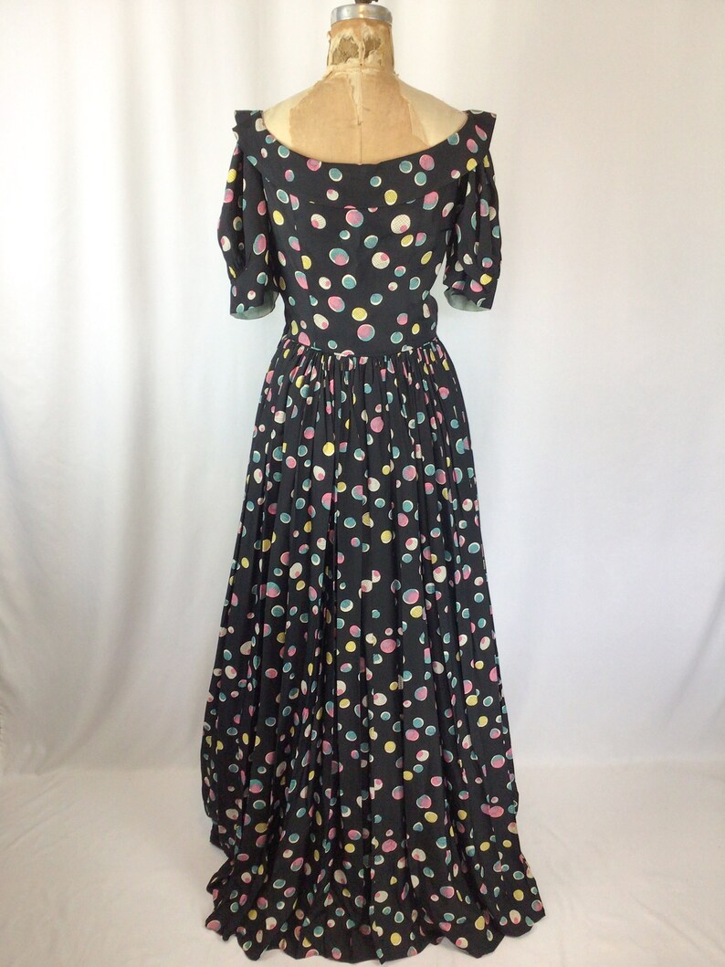 Vintage 30s evening dress Vintage polka dot evening gown 1930s long multi colored party dress image 9