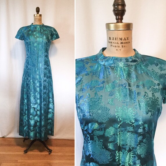 Vintage 50s Evening Dress | Vintage floral brocade