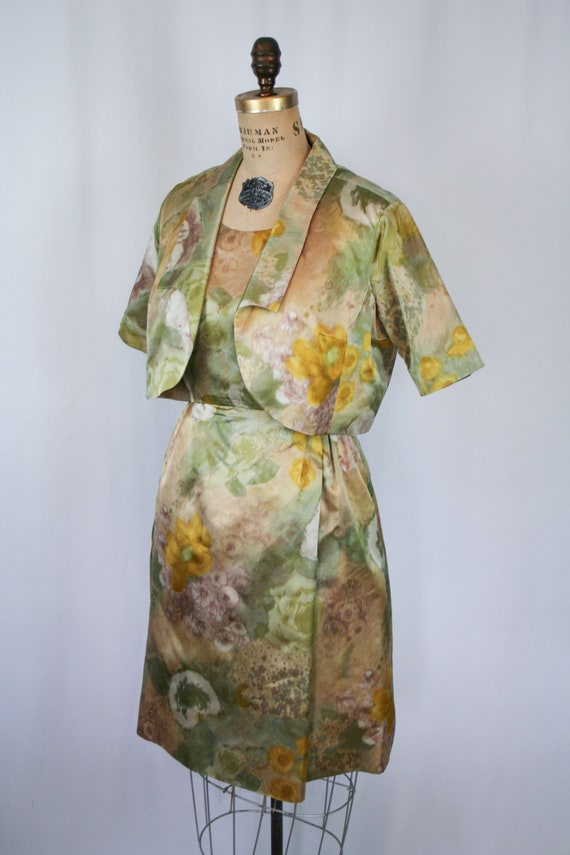 Vintage 50s dress suit | Vintage floral watercolo… - image 6