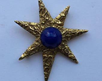 Star Bright MCM brooch | vintage Jeanne star brooch | 1950's gold and plastic etched brooch jewelry