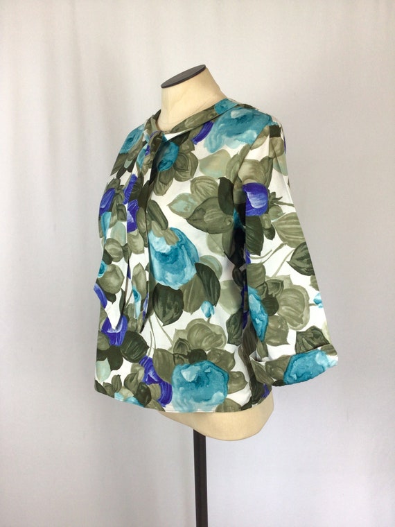 Vintage 60s blouse | Vintage NOS green blue flora… - image 6