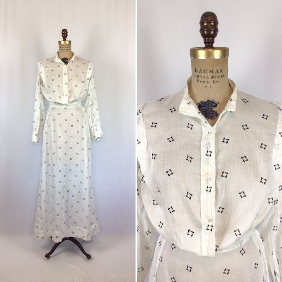 Vintage Edwardian dress | Antique white cotton pr… - image 1