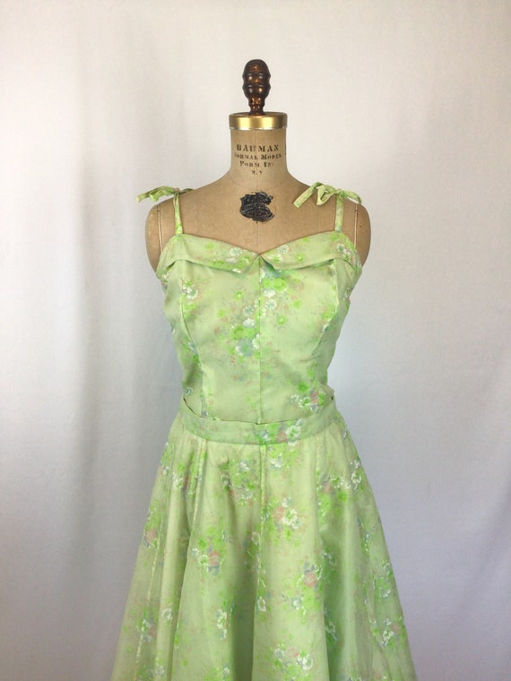 Vintage 60s dress | Vintage green floral fit and … - image 4