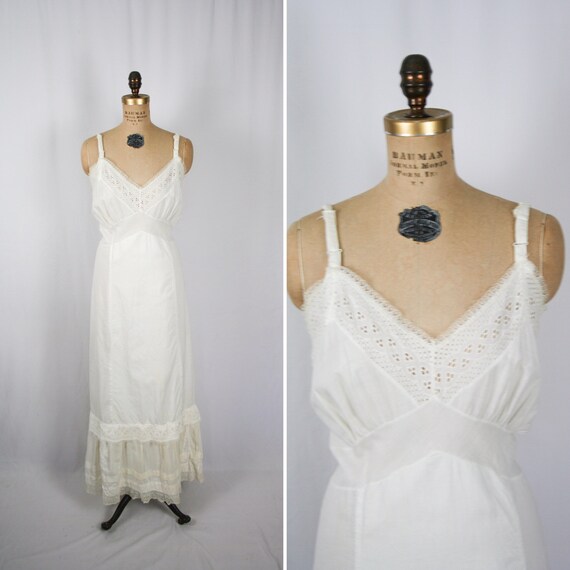 Vintage 60s Slip Dress | Vintage white cotton eye