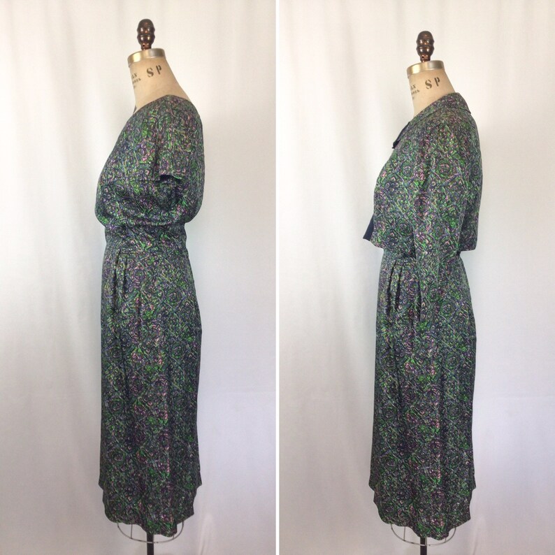 Vintage 50s dress suit Vintage floral wiggle dress bolero jacket 1950s Bloomfield two piece dress suit image 6