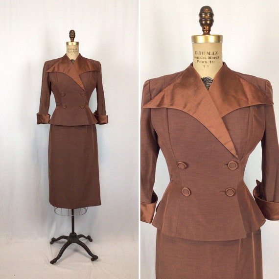Vintage 40s suit | Vintage copper faille two piece