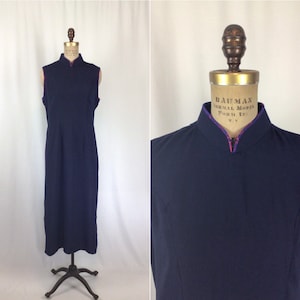 Vintage 90s Dress | Vintage navy blue maxi tunic | 1990s sleeveless maxi dress