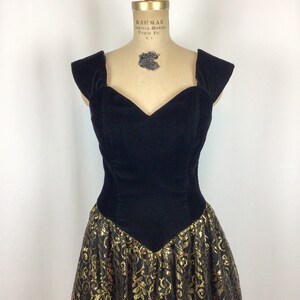 Vintage 80s dress Vintage black velvet gold lace cocktail dress 1980s Jessica McClintock Gunne Sax dress image 3