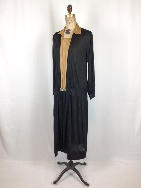 Vintage 20s Dress | Vintage black rayon jersey dr… - image 5