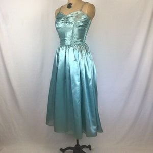 Vintage 50s dress Vintage aquamarine duchess satin party dress 1950s Party Line by Domb cocktail dress image 4