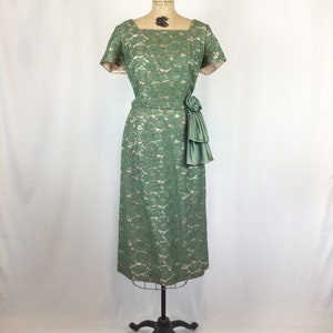 robe vintage des années 50 robe de soirée en dentelle vert myrte vintage robe de cocktail ondulée des années 1950 image 4