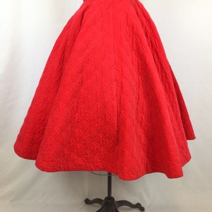 Vintage 50s skirt Vintage red quilted circle skirt 1950s Chumley Sportswear full skirt image 7