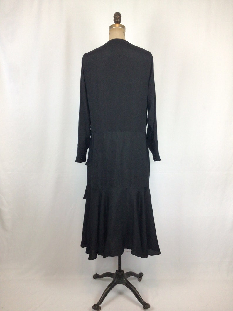 Vintage 20s Dress Vintage black silk drop waist dress 1920's silk flapper dress image 8