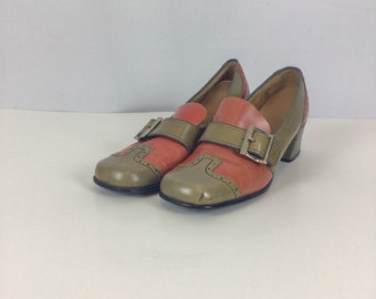 Vintage 60s shoes | Vintage two toned wingtip monk strap shoes | 1960s Follies shoes