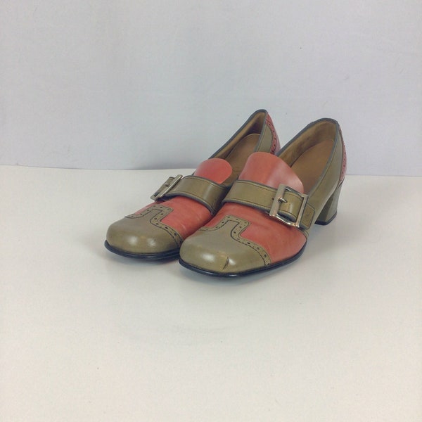 Vintage 60s shoes | Vintage two toned wingtip monk strap shoes | 1960s Follies shoes