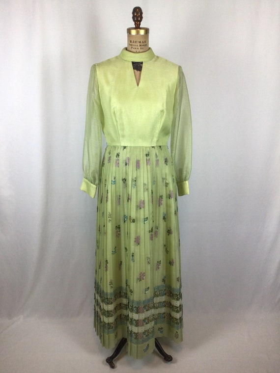 Vintage 60s dress | Vintage green maxi evening dr… - image 4