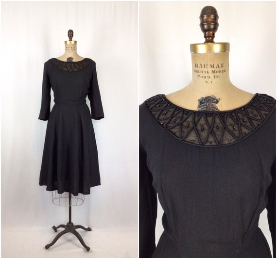 Vintage 40s dress | Vintage black crepe day dress… - image 1