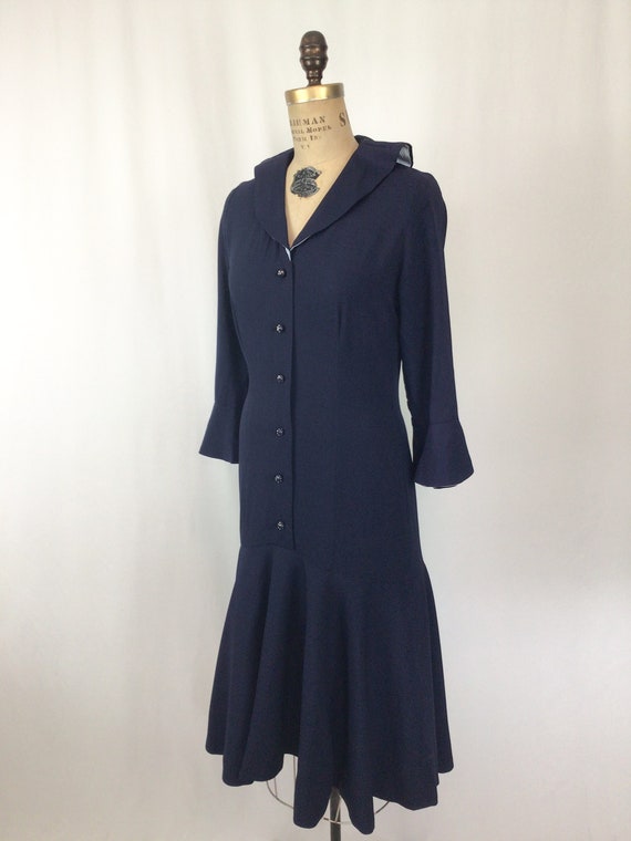 Vintage 40s dress | Vintage navy faille 20s style… - image 6