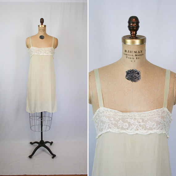 Vintage Edwardian silk slip | Vintage vanilla silk