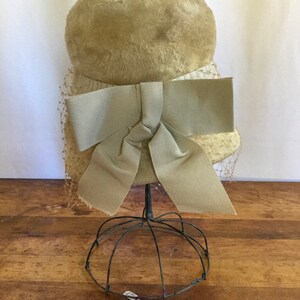 Vintage 60s hat vintage cream mohair fur hat 1960s Musketeer veiled hat bow winter hat image 8