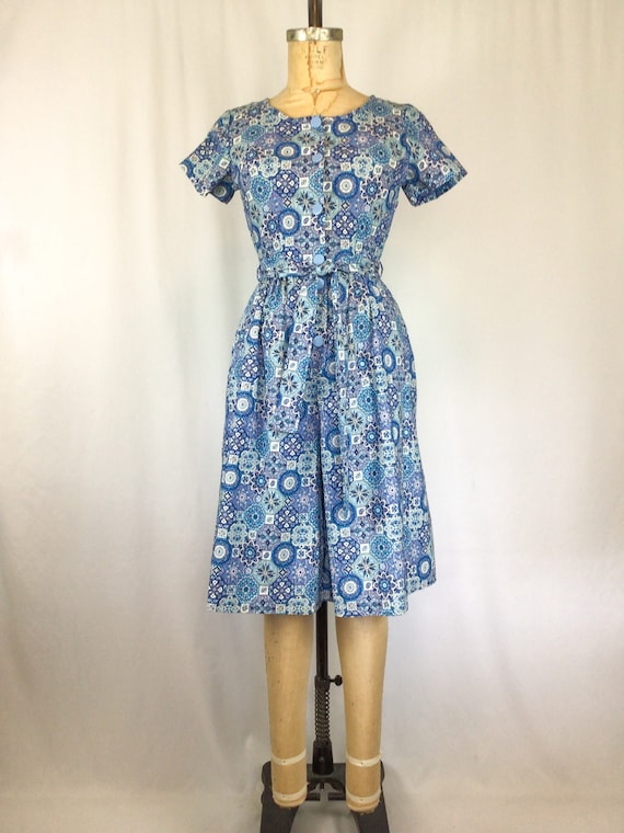 Vintage NOS 50s Playsuit | Vintage blue and white… - image 4