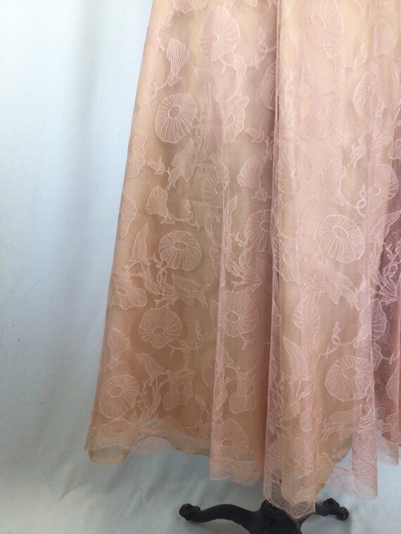 Vintage 50s skirt | Vintage pink silk chantilly l… - image 4