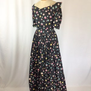 Vintage 30s evening dress Vintage polka dot evening gown 1930s long multi colored party dress image 6