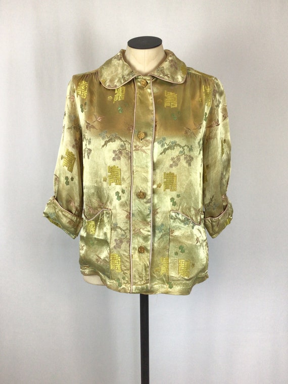 Vintage 50s jacket | Vintage gold chinoiserie shi… - image 5