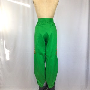 Vintage 70s pants Vintage green canvas pants 1970s Shriners appliqué pants image 9