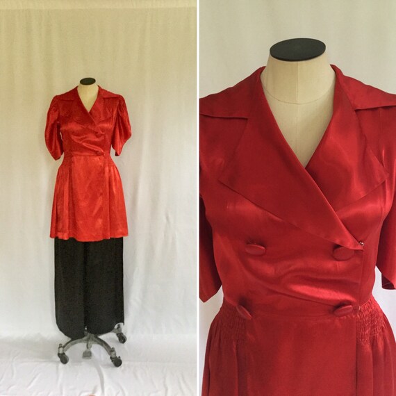 Vintage 40s lounge set | Vintage silk satin double