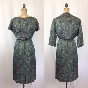 Vintage 50s dress suit Vintage floral wiggle dress bolero jacket 1950s Bloomfield two piece dress suit image 8