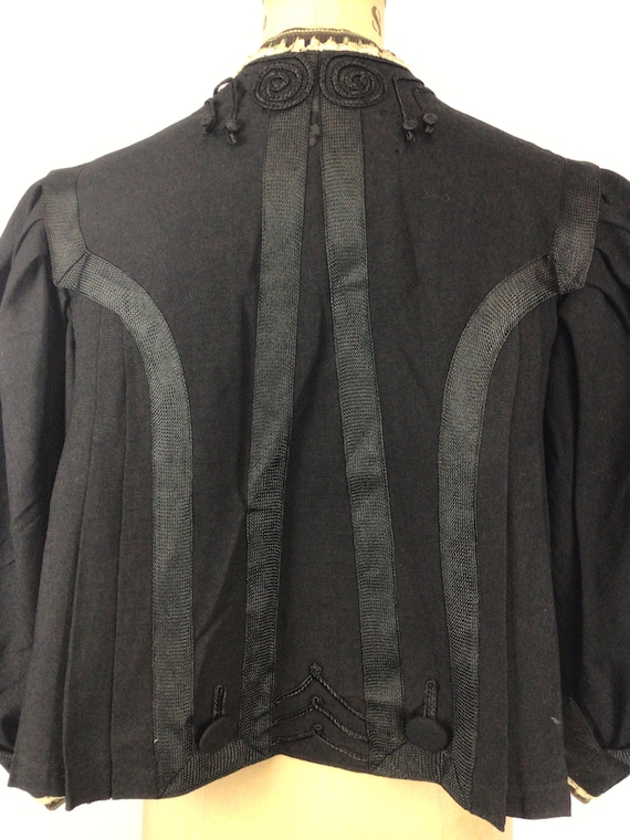 Antique Victorian Jacket | Vinatge black wool sat… - image 7