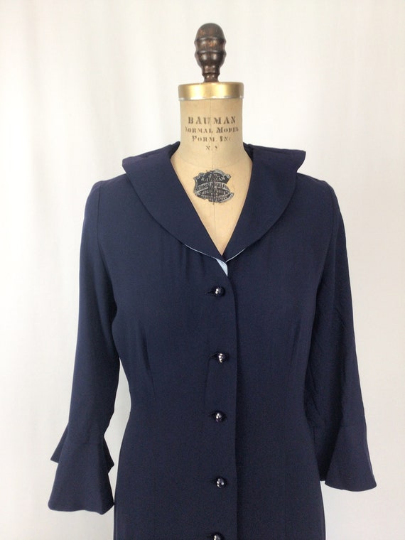 Vintage 40s dress | Vintage navy faille 20s style… - image 3