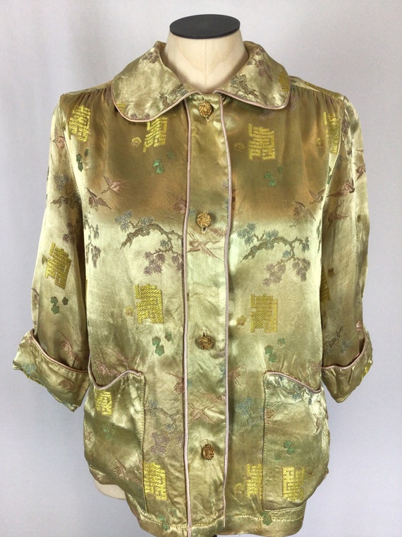 Vintage 50s jacket | Vintage gold chinoiserie shi… - image 2