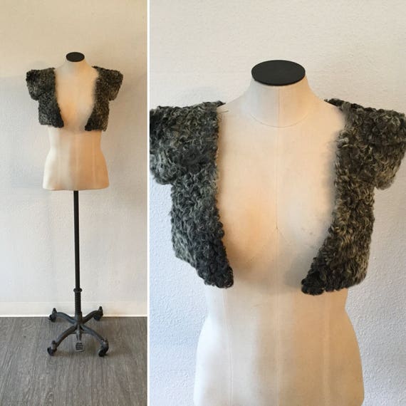 Katherine fur shrug | Vintage curly persian lamb s