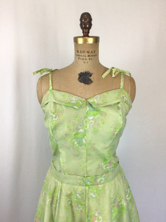 Vintage 60s dress | Vintage green floral fit and … - image 2