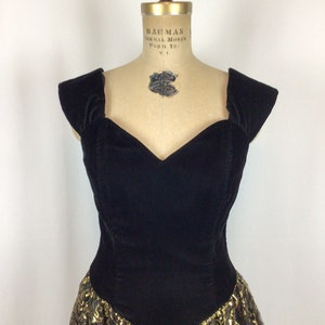 Vintage 80s dress Vintage black velvet gold lace cocktail dress 1980s Jessica McClintock Gunne Sax dress image 2