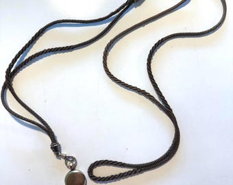 Victorian Hair Mourning Rope Necklace  with Locket