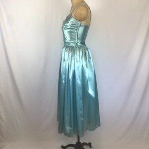 Vintage 50s dress Vintage aquamarine duchess satin party dress 1950s Party Line by Domb cocktail dress image 6