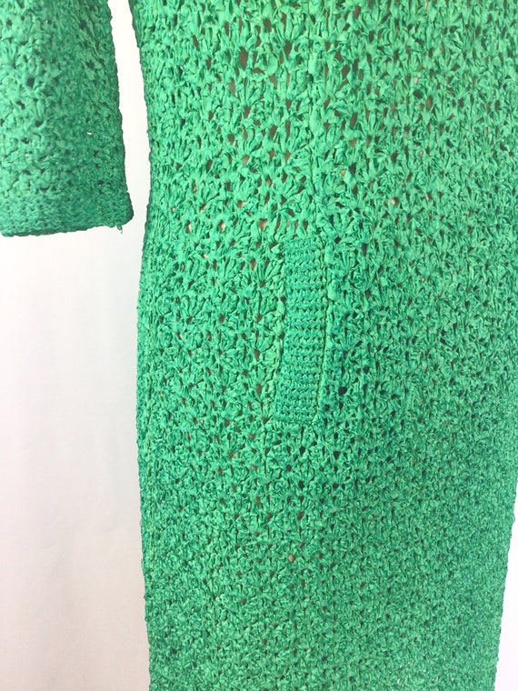 Vintage 60s dress | Vintage kelly green ribbon kn… - image 7