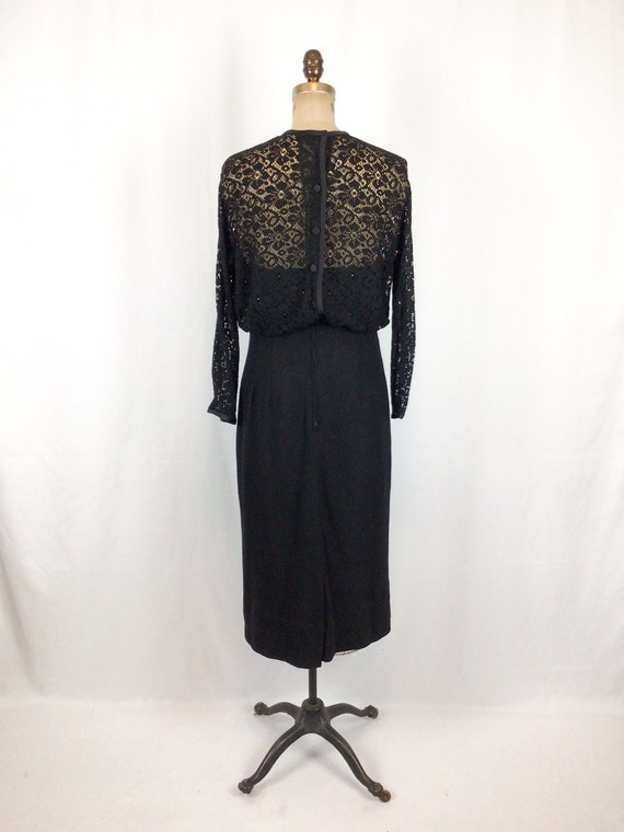 Vintage 50s dress | Vintage black lace rhinestone… - image 9